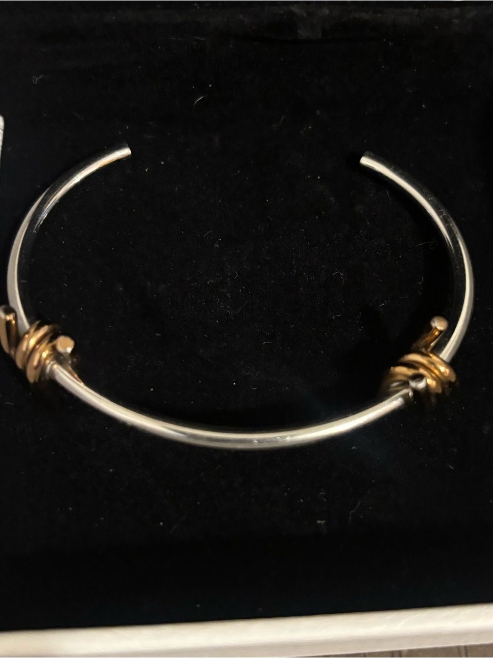MVMT Two-Tone Silver Open Cuff with Gold Knot Details